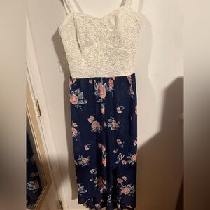 Lily rose floral white lace top with floral bottom maxi dress